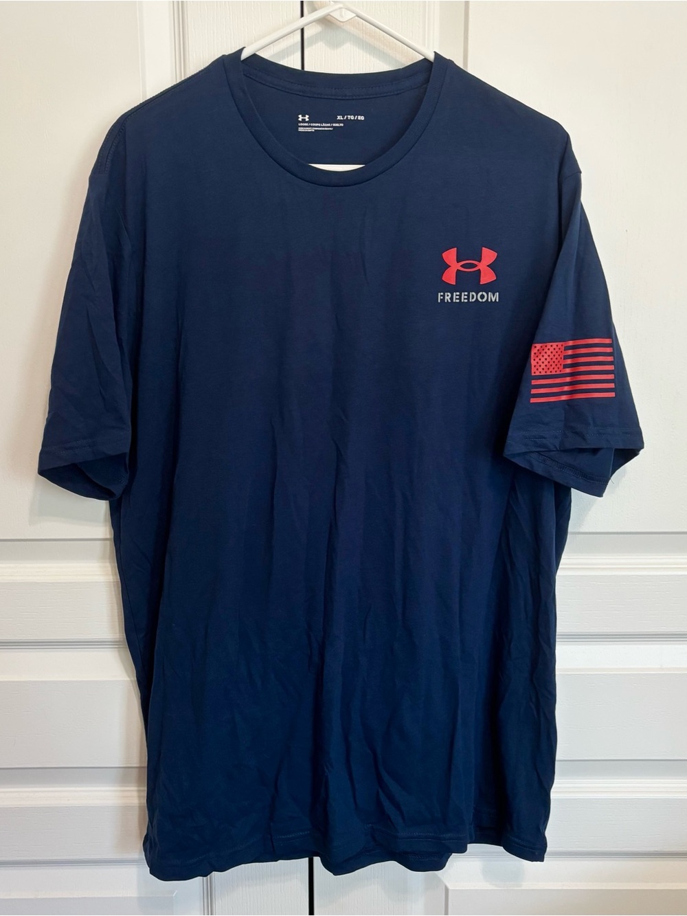 Under Armour Navy Tee with Red Logo & Flag